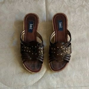 -*vintage* l.e.i. huarache style slip on sandals